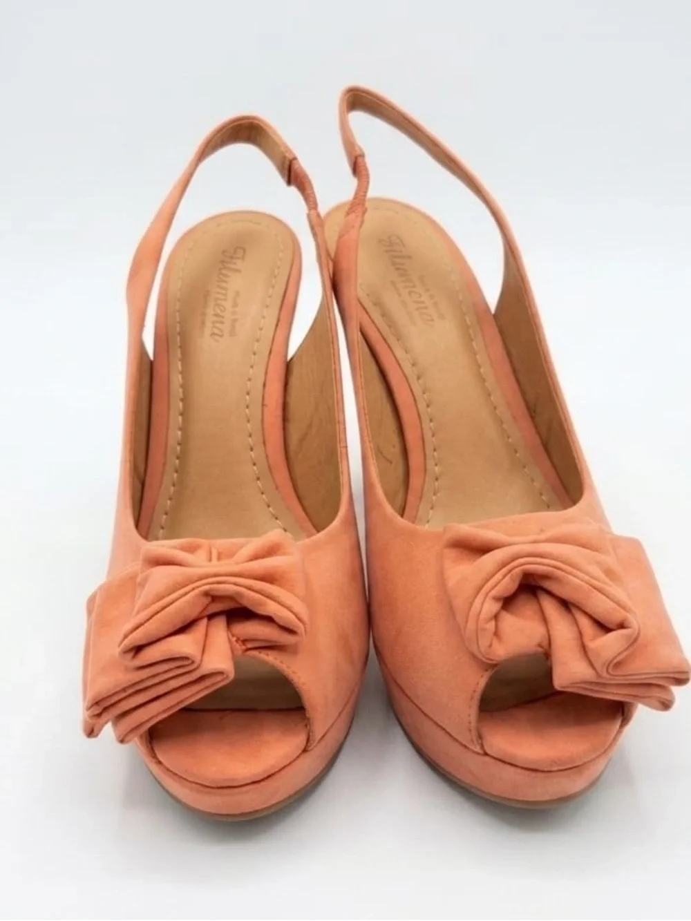 Filomena Brazilian shoes Women's Suede Slingback Platform Pump in Coral